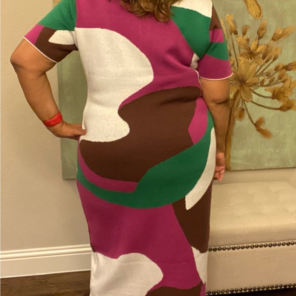 Colorful Abstract Patterned Midi Dress - Picture 5 of 7